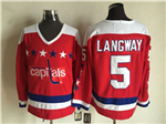 Washington Capitals #5 Rod Langway 1980's Vintage CCM Red Jersey