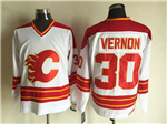 Calgary Flames #30 Mike Vernon 1989 CCM Vintage White Jersey