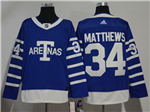 Toronto Maple Leafs #34 Auston Matthews Blue 1918 Arenas Throwback Jersey