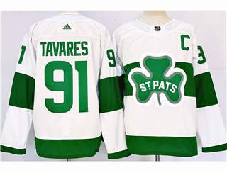 Toronto Maple Leafs #91 John Tavares White 2019 St.Patrick's Day Jersey