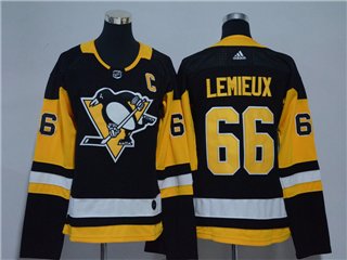 Pittsburgh Penguins #66 Mario Lemieux Women's Black Jersey