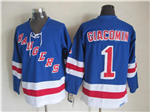 New York Rangers #1 Eddie Giacomin CCM Vintage Blue Jersey