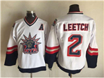 New York Rangers #2 Brian Leetch 1998 CCM Liberty Logo White Jersey
