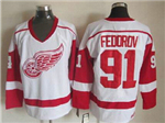 Detroit Red Wings #91 Sergei Fedorov CCM Vintage White Jersey