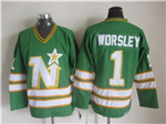 Minnesota North Stars #1 Gump Worsley 1970's CCM Vintage Green Jersey