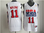 1992 Olympic Team USA #11 Karl Malone White Jersey