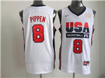 1992 Olympic Team USA #8 Scottie Pippen White Jersey