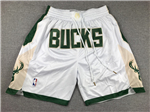 Milwaukee Bucks "Bucks" White Basketball Shorts