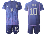 Argentina 2022/23 Youth Away Purple Soccer Jersey with #10 Messi printing