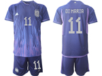 Argentina 2022/23 Away Purple Soccer Jersey with #11 di Maria Printing