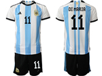 Argentina 2022/23 Home Blue/White Soccer Jersey with #11 di Maria Printing
