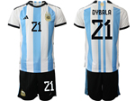 Argentina 2022/23 Home Blue/White Soccer Jersey with #21 Dybala printing