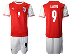 Austria 2020/21 Home Red Soccer Jersey with #9 Sabitzer Printing