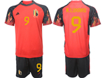 Belgium 2022/23 Home Red Soccer with #9 Lukaku Printing