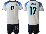 England 2022/23 Home White Soccer Jersey with #17 Saka Printing