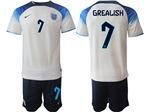England 2022/23 Home White Soccer Jersey with #7 Grealish Printing