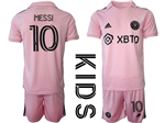 Inter Miami CF 2023/24 Youth Home Pink Soccer Jersey with #10 Messi Printing