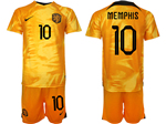 Netherlands 2022/23 Home Orange Soccer Jersey with #10 Memphis Printing