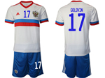 Russia 2020/21 Away White Soccor Jersey with #17 Golovin Printing
