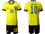 Sweden 2020/21 Home Yellow Soccer Jersey with #10 Forsberg Printing