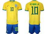 Brazil 2022/23 Home Gold Soccer Jersey with #10 Neymar Jr. Printing