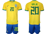 Brazil 2022/23 Home Gold Soccer Jersey with #20 Vini Jr. Printing