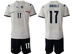 Italy 2021/22 Away White Soccer Jersey with #17 Immobile Printing