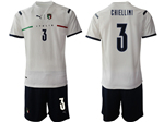 Italy 2021/22 Away White Soccer Jersey with #3 Chiellini Printing