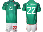 Mexico 2022/23 Green Soccer Jersey with #22 H.Lozano Printing