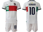 Portugal 2022/23 Away White Soccer Jersey with #10 Bernardo Printing