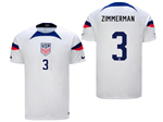 USA 2022/23 Home White Soccer Jersey with #3 Zimmerman Printing