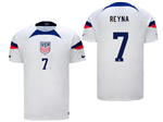 USA 2022/23 Home White Soccer Jersey with #7 Reyna Printing