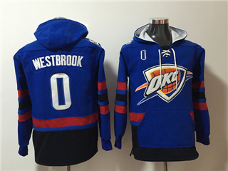 Oklahoma City Thunder #0 Russell Westbrook Men's Blue Hoodies