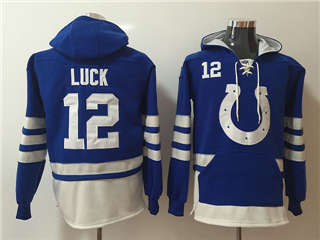 Indianapolis Colts #12 Andrew Luck Men's Blue Hoodies