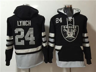 Oakland Raiders #24 Marshawn Lynch Men's Black Hoodies