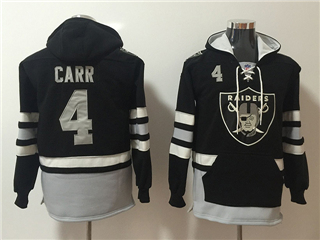 Oakland Raiders #4 Derek Carr Men's Black Hoodies