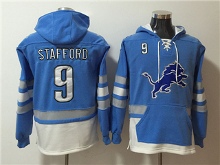 Detroit Lions #9 Matthew Stafford Men's Light Blue Hoodies