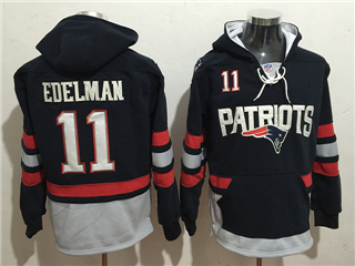 New England Patriots #11 Julian Edelman Men's Black Hoodies
