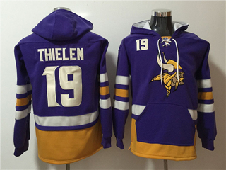 Minnesota Vikings #19 Adam Thielen Men's Purple Hoodies