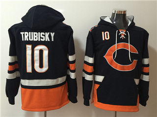 Chicago Bears #10 Mitchell Trubisky Men's Black Hoodies