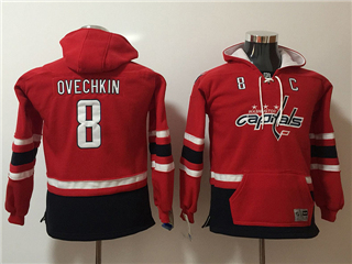Washington Capitals #8 Alexander Ovechkin Youth Red Hoodies
