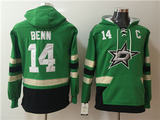 Dallas Stars #14 Jamie Benn Men's Green Hoodies