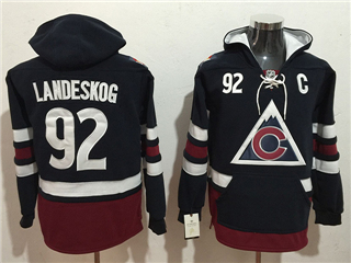 Colorado Avalanche #92 Gabriel Landeskog Men's Navy Hoodies