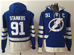 Tampa Bay Lightning #91 Steven Stamkos Men's Blue Hoodies