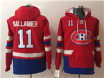 Montreal Canadiens #11 Brendan Gallagher Men's Red Hoodies