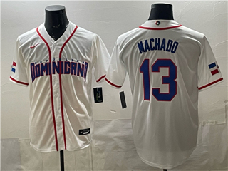 Dominican Republic #13 Manny Machado Baseball White 2026 World Baseball Classic Jersey