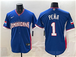 Dominican Republic #1 Jeremy Pe?a Baseball Blue 2026 World Baseball Classic Jersey