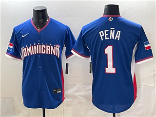 Dominican Republic #1 Jeremy Pe?a Baseball Blue 2026 World Baseball Classic Jersey