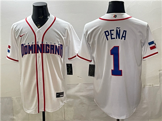 Dominican Republic #1 Jeremy Pe?a Baseball White 2026 World Baseball Classic Jersey
