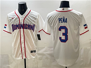 Dominican Republic #3 Jeremy Pena Baseball White 2026 World Baseball Classic Jersey